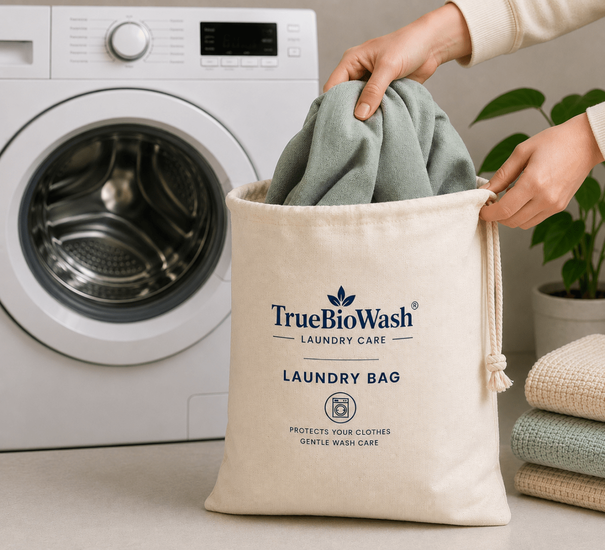 Cotton Laundry Bag Usage - TrueBioWash